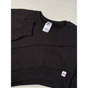 Russell‎ Athletic Black Crewneck Sweatshirt Mens Large Fleece Boxy Casual